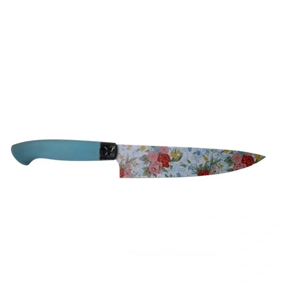PIONEER WOMAN Floral Chef Knife Blue Handle Kitchen Cooking Cutlery Tool - Picture 5 of 5